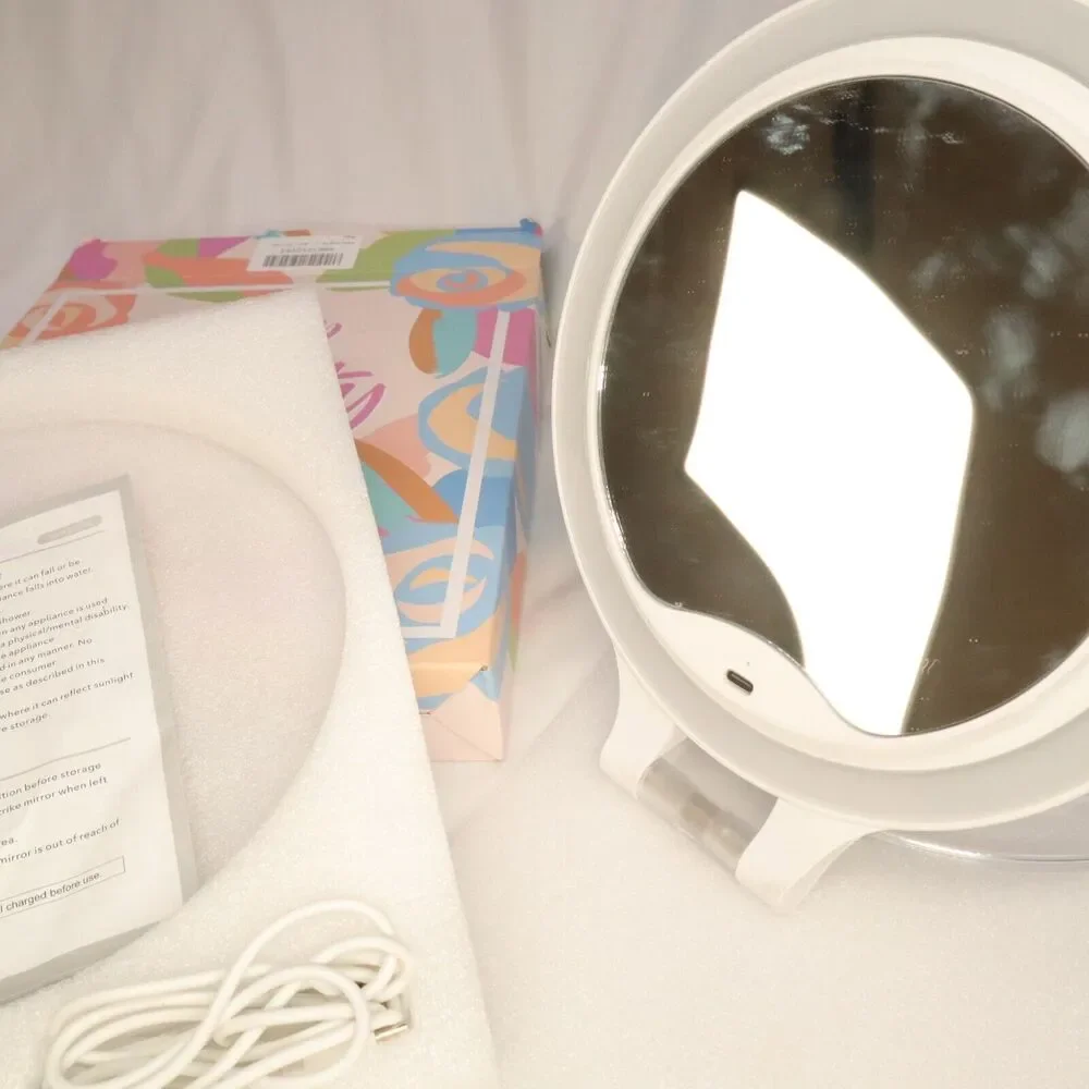 Mirror with Adjustable Color & Rotation 10X/1X Lighted Travel Makeup